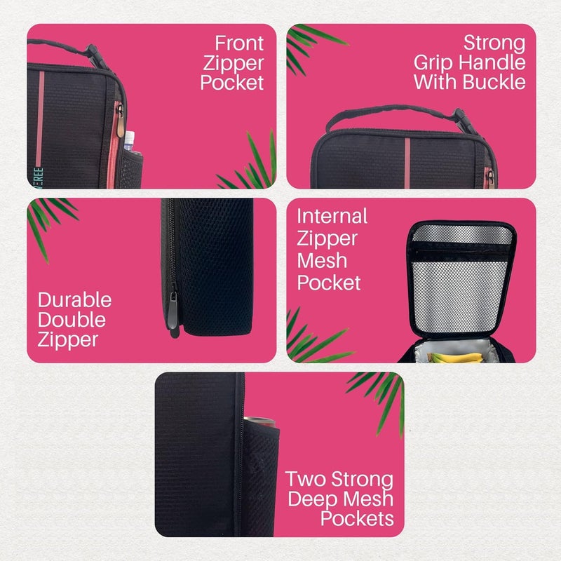 CLEVEREE Lunch Bag for adults teens children and kids for work and school (Electric Black) - Image 5