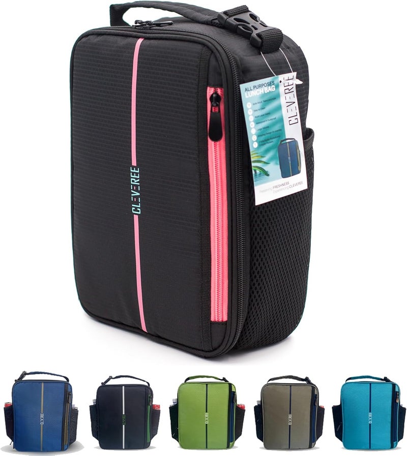 CLEVEREE Lunch Bag for adults teens children and kids for work and school (Electric Black) - Image 1