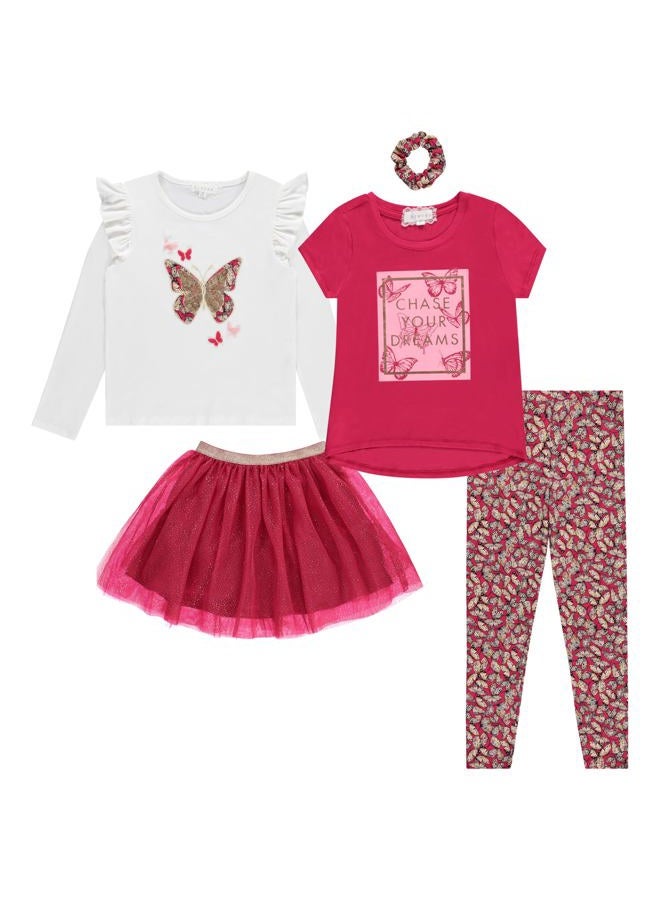 BTween Girls Kids Fall Clothing and Accessory Set- 5pc Mix And Match Sets, Ppnk, 6 - Image 1