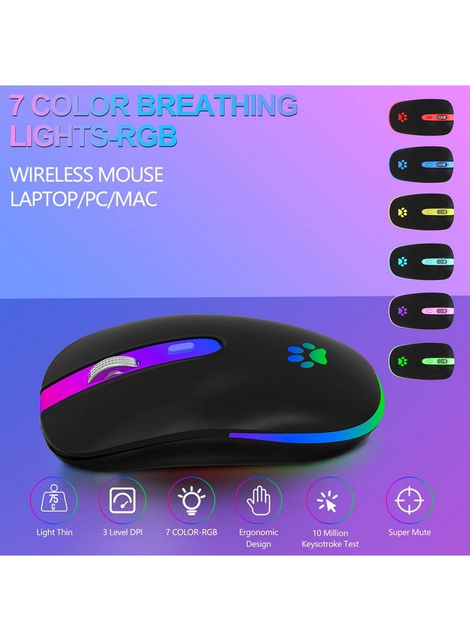 FUWANG Wireless Mouserechargeable Led Wireless Bluetooth Mouseportable Usb Optical 2.4G Wireless Bluetooth Two Mode Computer Mice With Usb & Typec Receiver(Black)  - Image 3