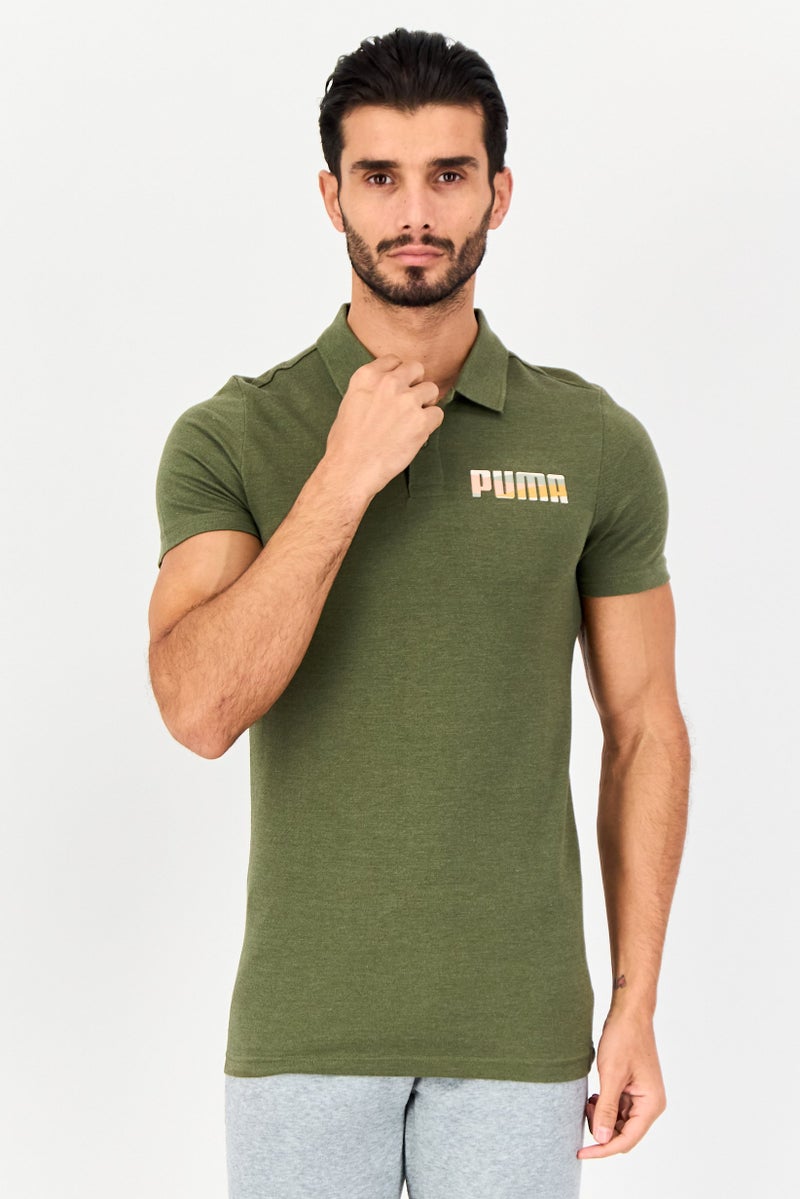 PUMA قميص بولو قصير الأكمام للرجال مناسب للرياضة في الهواء الطلق، زيتوني - Image 1