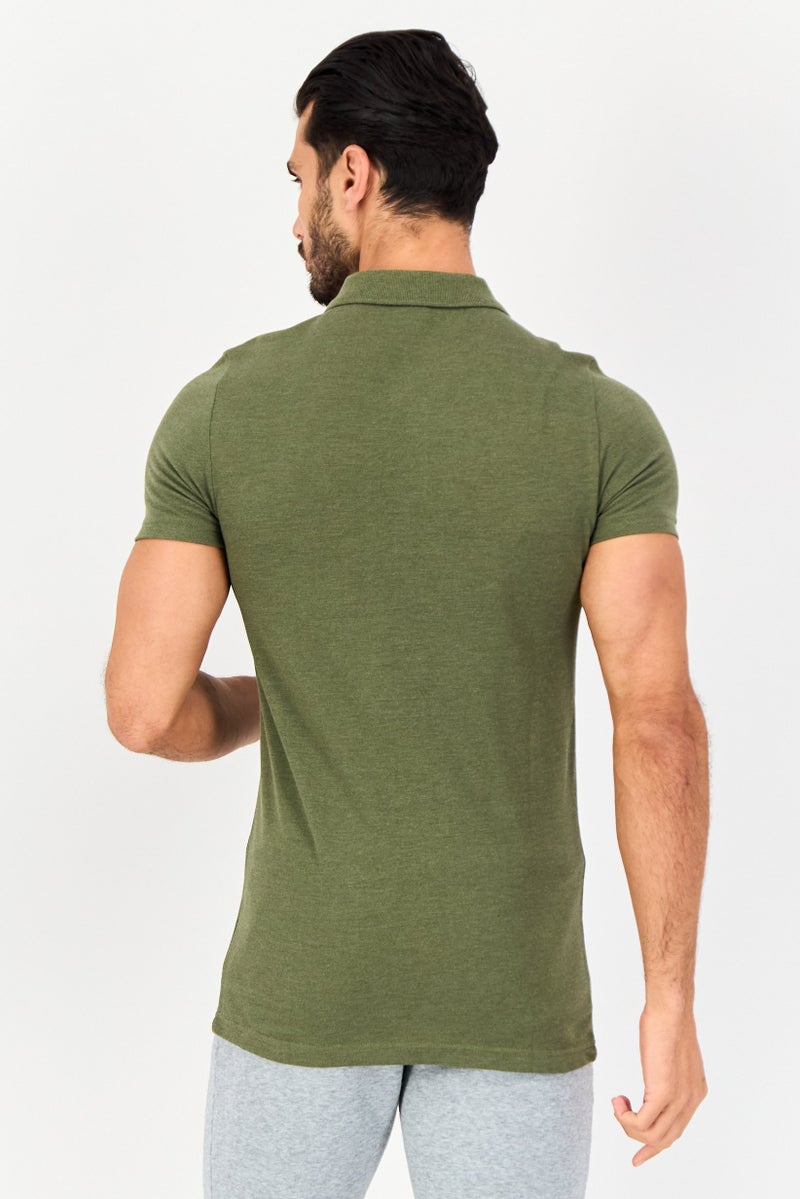 PUMA قميص بولو قصير الأكمام للرجال مناسب للرياضة في الهواء الطلق، زيتوني - Image 4
