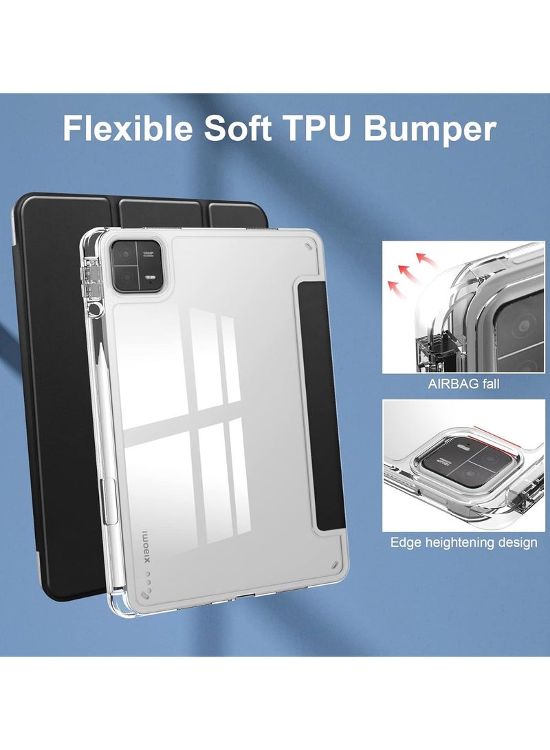 Arabest Case with Pen Holder for Xiaomi Pad 6 / Pad 6 Pro, Transparent Hard Shell Back Trifold Smart Cover Protective Slim Case for Xiaomi Mi Pad 6 /Pad 6 Pro 11” 2023 Release (Black) - Image 4