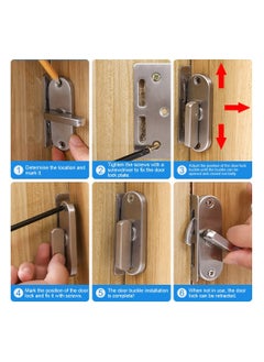 SYOSI Stainless Steel Sliding Door Lock, 90 Degree Flip Latch Cam Lock, Curved Door Buckle Sliding Barn Door Lock, Moving Door Right Angle Buckle for Wooden Doors, Barn Doors, Sliding Door  - Image 5