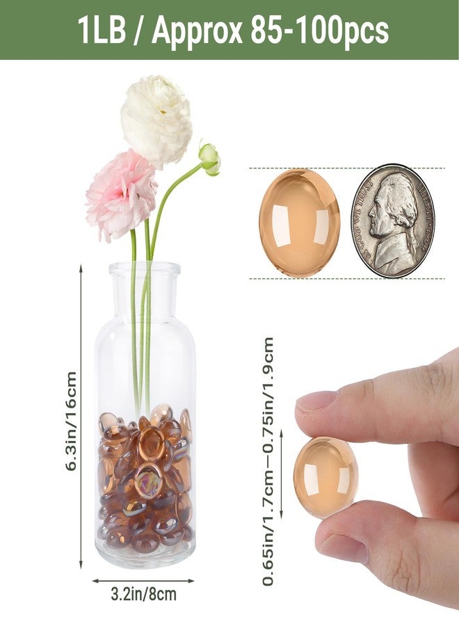 SUREAM 1LB Flat Glass Marbles, Brown Decorative Marbles for Vase Filler, Glass Beads Stone for Fish Tank Rocks Vase Fillers DIY Crafts Table Scatter Decor - Image 2