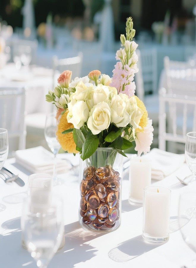 SUREAM 1LB Flat Glass Marbles, Brown Decorative Marbles for Vase Filler, Glass Beads Stone for Fish Tank Rocks Vase Fillers DIY Crafts Table Scatter Decor - Image 3