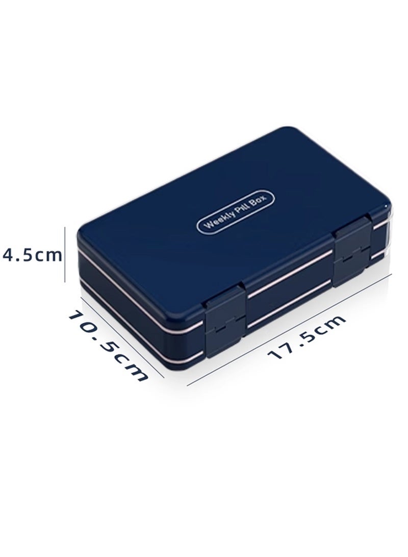 لبونير منظم حبوب أسبوعي XL 3 مرات في اليوم، 2 حجرات لحفظ الحبوب، منظم فيتامينات أسبوعي كبير جدًا، حاوية أدوية لحفظ الحبوب اليومية (أزرق غامق) - Image 4