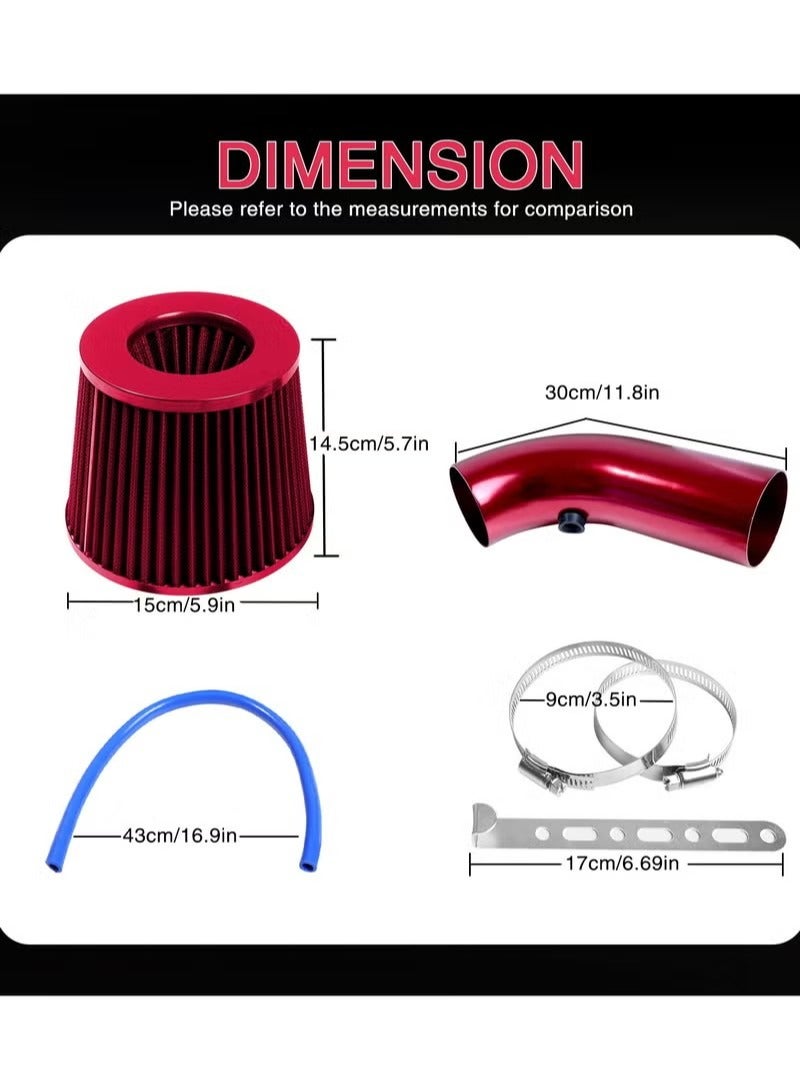 General 76mm Universal Car Air Intake Kit High Flow Cold Air Intake Induction Pipe Hose Kit with Modification Air Filter Compatiable with 76mm or 64mm Air Intake Hose  - Image 4