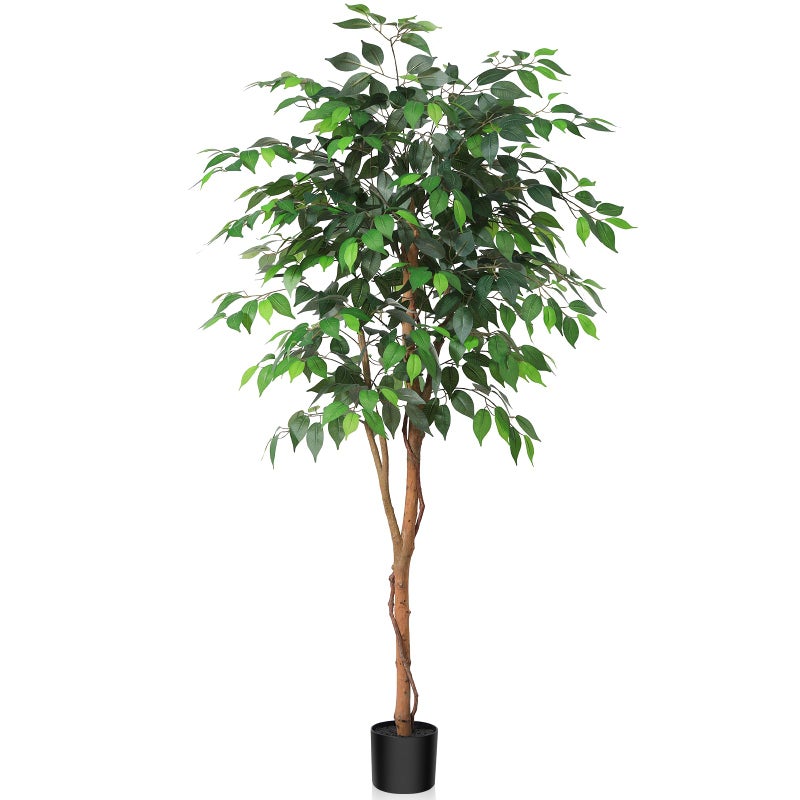 Kazeila Large Artificial Ficus Tree 150cm Tall Artificial Plants Indoor Fake Tree Fake Potted Tree with Natural Wood Trunk and Silk Leaves for Home Office Decor Indoor1Pack