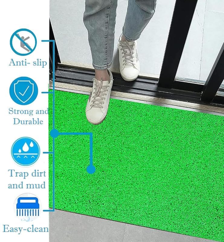 ATOOTFUSION Cushion Noodle Mat for Home Entrance Indoor Outdoor Anti Slip PVC Floor Mat for Bedroom Kitchen Absorbent Solid Mats for Bathroom Doors Offices 4X7 Feet Green - Image 4