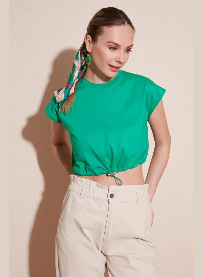 Lela Lela Crew Neck 100% Cotton Crop T Shirt Women's T SHIRT 5865587