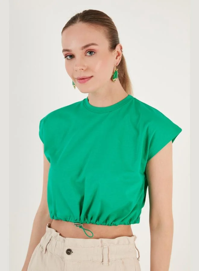 Lela Lela Crew Neck 100% Cotton Crop T Shirt Women's T SHIRT 5865587