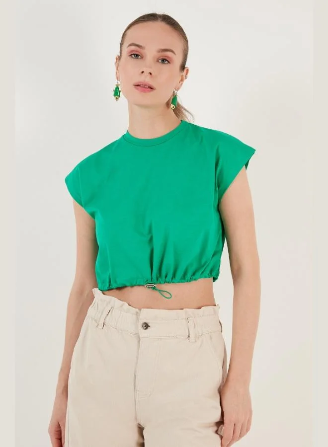 Lela Lela Crew Neck 100% Cotton Crop T Shirt Women's T SHIRT 5865587