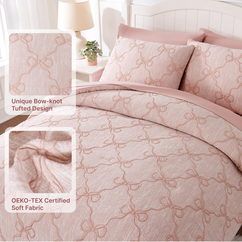 Wink Deer Full Size Comforter Sets with Sheets for Girls-7 Pieces Full Size Bedding Sets with Pink Comforter, Sheets, Pillowcases & Shams for Kids (Pink Diamond, 76" X 86") - Image 3