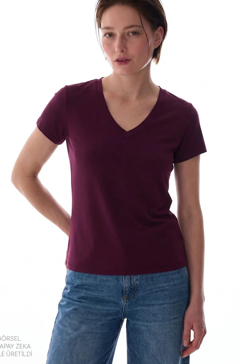 بنتي PENTI Women's Modal V-Neck T-Shirt