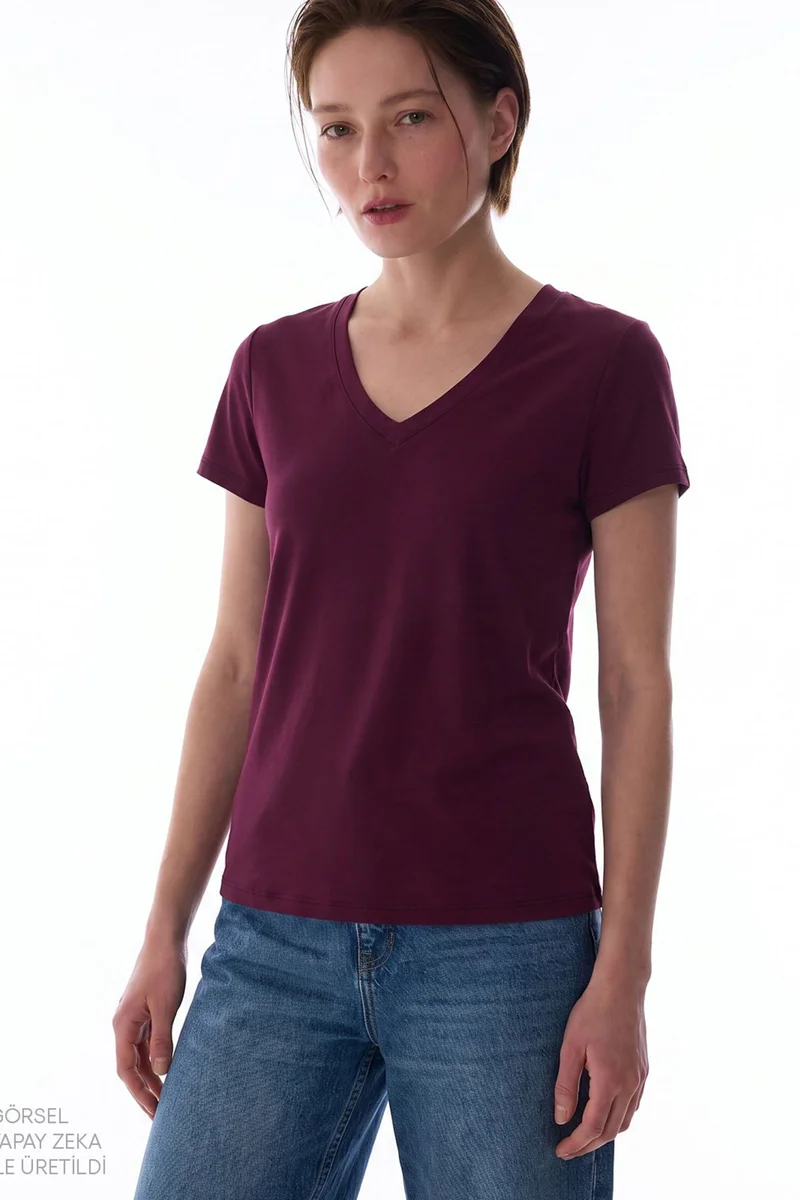 بنتي PENTI Women's Modal V-Neck T-Shirt