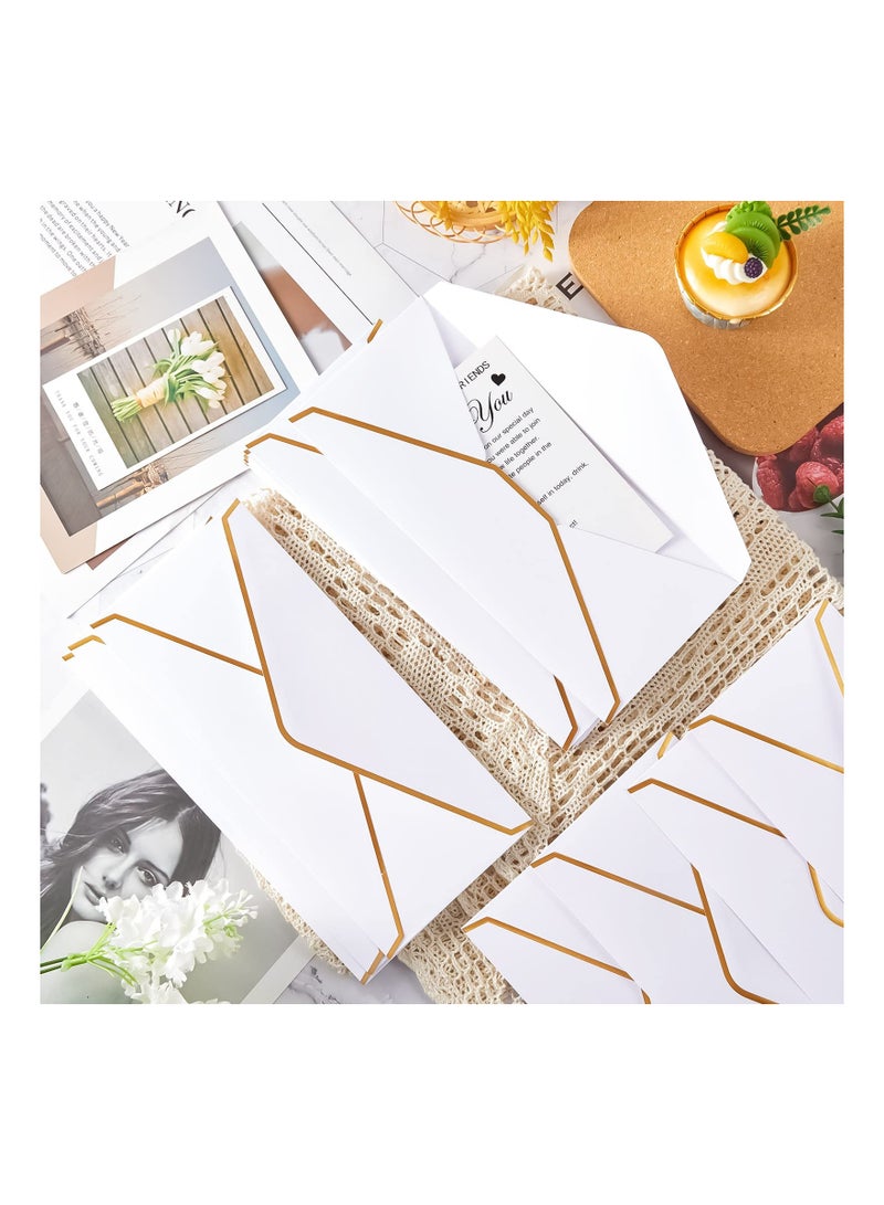 Zikra 25 Pack Business Envelopes White V Flap with Gold Border Gift Card for Office Check Mailing Wedding Baby Shower Photos Graduation Letter 10√24cm - Image 5