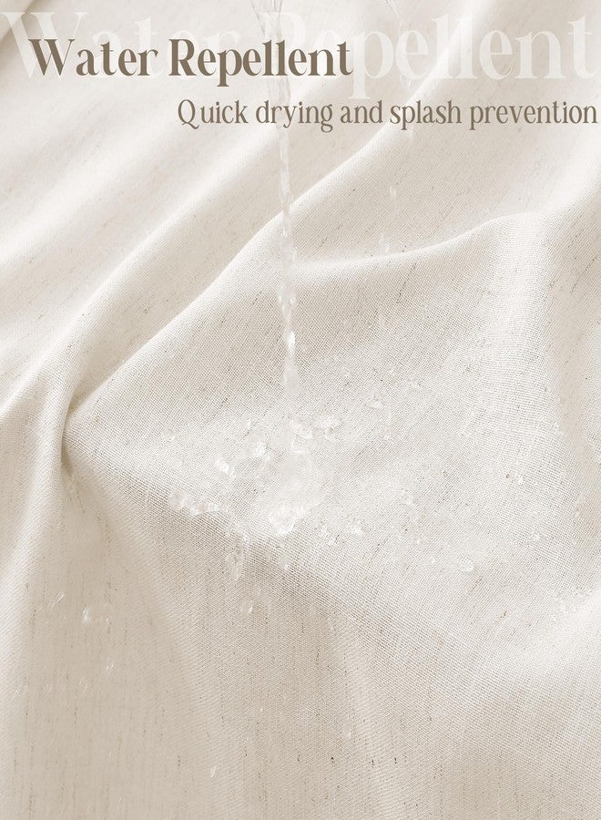 DUKIYO 90 Inch Shower Curtain Linen Neutral Extra Long Shower Curtain for Bathroom Bath Drapes Earth Tone Boho Shabby Chic Country Rustic Cloth Drapes Bathroom Decor, Cream Colored Ivory, 72x90 - Image 3