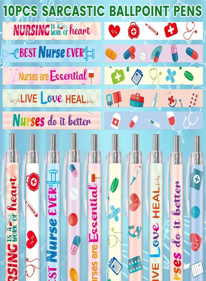 Fancy Land Funny Nurse Pens Lovely Cartoon Retractable Nursing Ballpoint Pen for Medical Assistant Workers Appreciation Supplies 10Pcs - Image 3