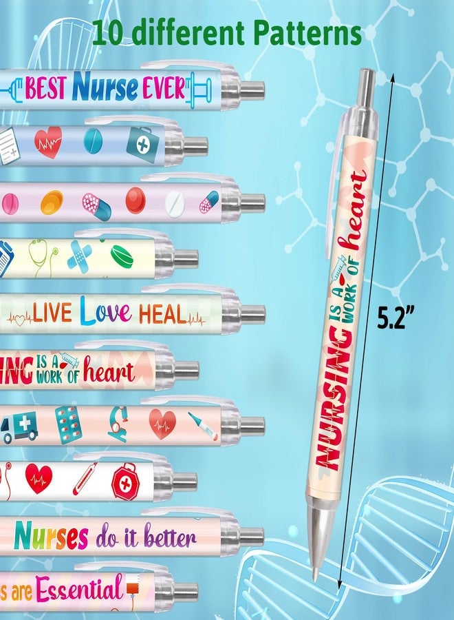 Fancy Land Funny Nurse Pens Lovely Cartoon Retractable Nursing Ballpoint Pen for Medical Assistant Workers Appreciation Supplies 10Pcs - Image 2