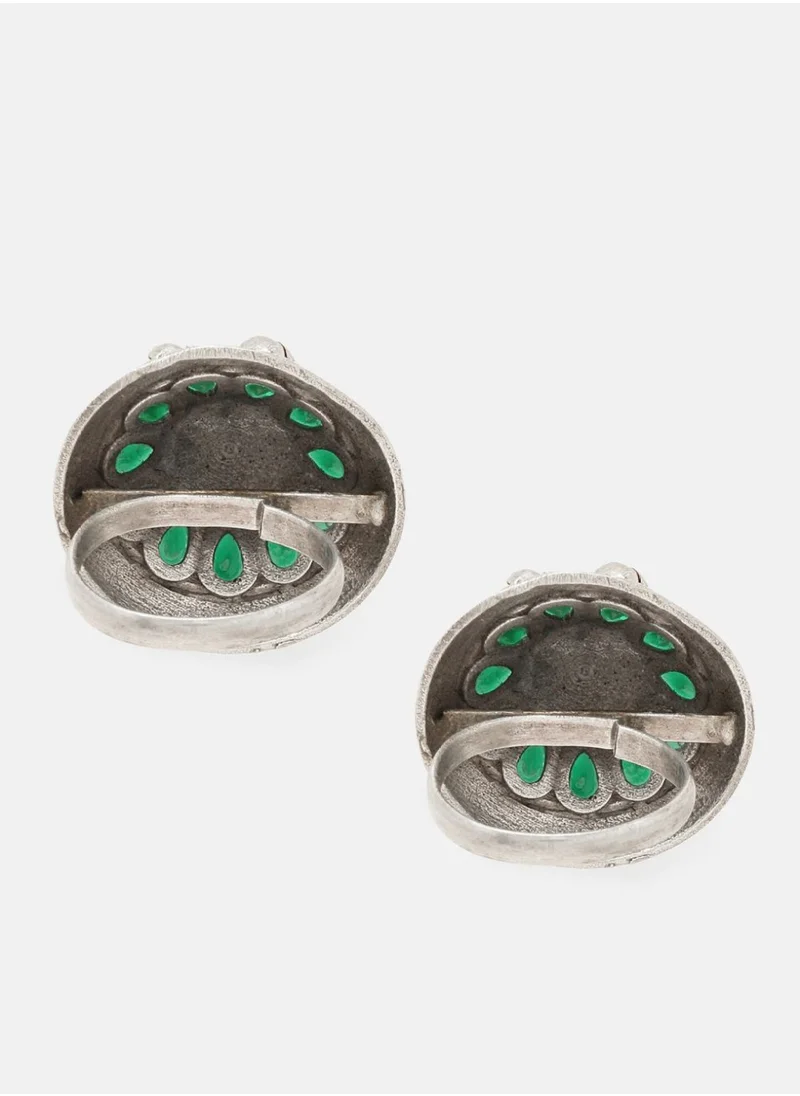 برياسي Artificial Stones and Beads Studded  Beaded Oxidized Finger Ring
