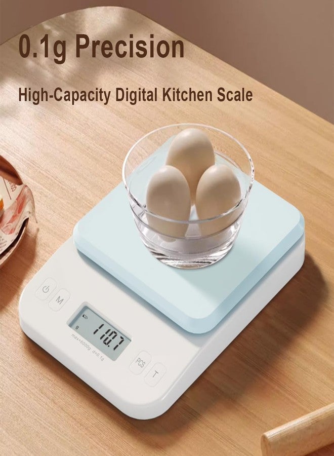 YRY White Elf Pro Digital Kitchen Scale 6kg/0.1g - Ultra Precise Baking Scale with Backlit LCD, Tare Function, 9 Units Conversion - Perfect for Coffee, Baking, Meal Prep (White Elf 6kg/0.1g) - Image 3