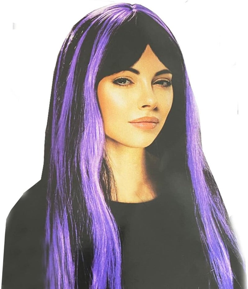 Lizzy Wigs for Women Halloween Curly Long Wavy Fashion Cosplay Ombre Black Mix Gray Hair Wigs with Wig Cappack of 1