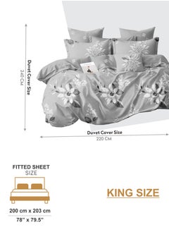 Duvet Cover Set 6-Pcs King Size Printed Bed Set With 1 Duvet Cover(220 X 240 CM),1 Fitted Sheet,2 PillowSham And 2 Pillow Cases (Without Filler),Pastel Grey - pzsku/Z668CDF7C10DBA991A098Z/45/_/1724658600/a33f4d45-0db4-4505-b50a-971fc83a1376