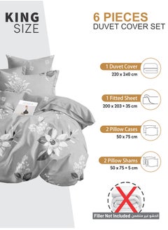 Duvet Cover Set 6-Pcs King Size Printed Bed Set With 1 Duvet Cover(220 X 240 CM),1 Fitted Sheet,2 PillowSham And 2 Pillow Cases (Without Filler),Pastel Grey - pzsku/Z668CDF7C10DBA991A098Z/45/_/1724658614/87cd10ca-a414-4d36-9822-32c1b4debe31