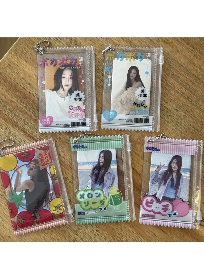 NIBEMINENT 1 - Piece Beautiful Girl And Beautiful BoyKpop Photo Card Holder Pendant Key Chain ID Badge Holder ID Card Holder Photo Card Protector for School ID Office ID Access Card for Women Girls - Image 2