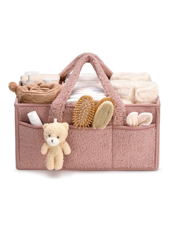 Sybil's Baby Diaper Caddy Organizer, Nursery Diaper Organizer, Car Caddy Organizer, Baby Storage Basket - Pink - Image 1