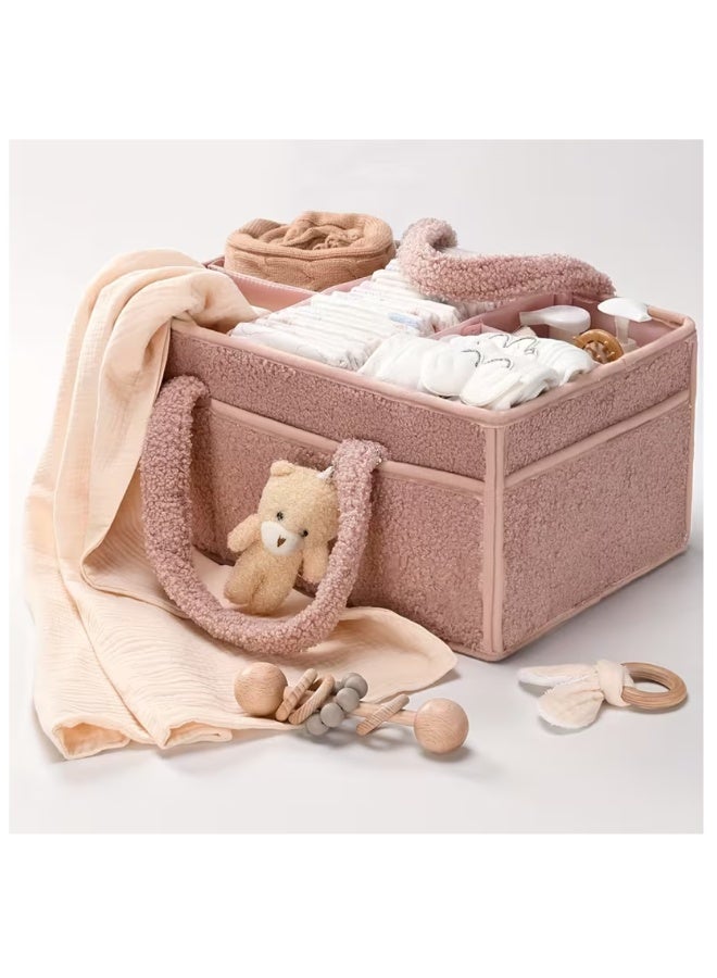Sybil's Baby Diaper Caddy Organizer, Nursery Diaper Organizer, Car Caddy Organizer, Baby Storage Basket - Pink - Image 2