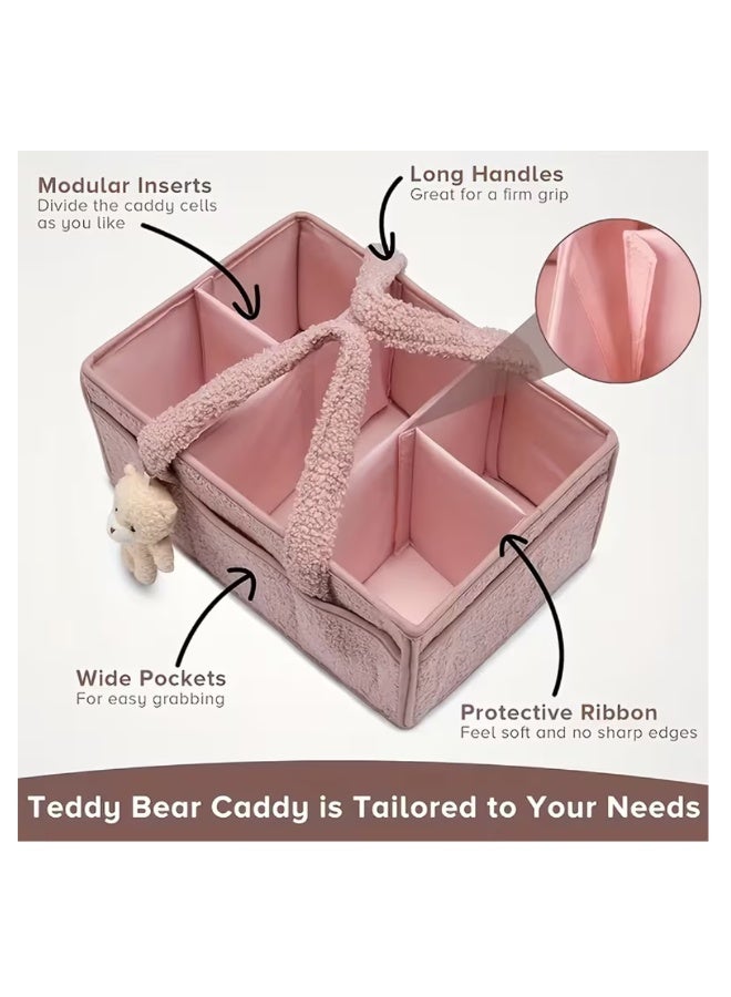 Sybil's Baby Diaper Caddy Organizer, Nursery Diaper Organizer, Car Caddy Organizer, Baby Storage Basket - Pink - Image 3