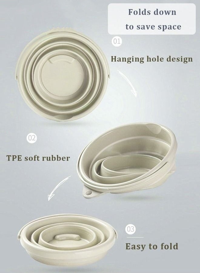 MIXDE Collapsible Plastic Bucket Foldable Buckets MultiPurpose Circle Handy Portable Fishing Water Pail Beach Water Pails 10L White - Image 2