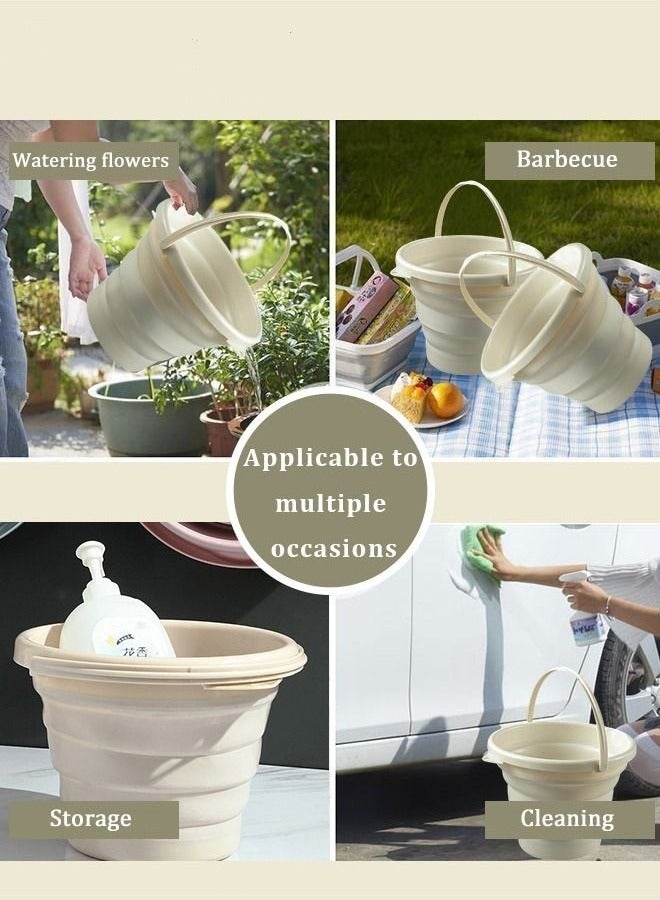 MIXDE Collapsible Plastic Bucket Foldable Buckets MultiPurpose Circle Handy Portable Fishing Water Pail Beach Water Pails 10L White - Image 3