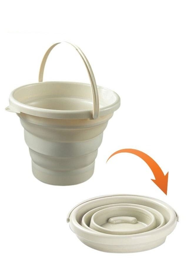MIXDE Collapsible Plastic Bucket Foldable Buckets MultiPurpose Circle Handy Portable Fishing Water Pail Beach Water Pails 10L White - Image 1