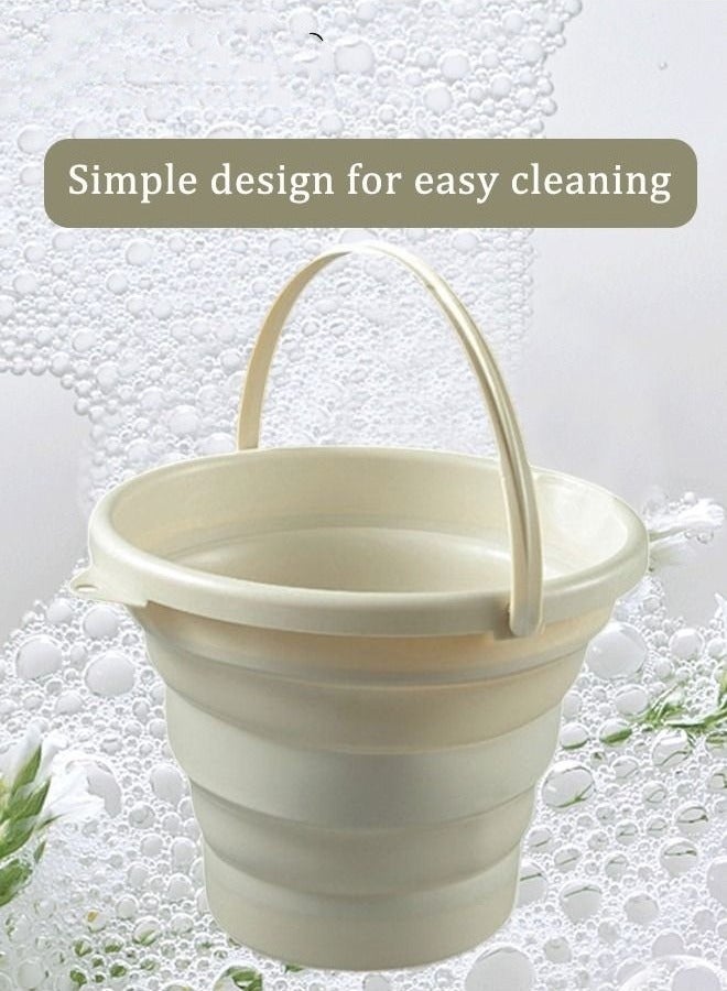 MIXDE Collapsible Plastic Bucket Foldable Buckets MultiPurpose Circle Handy Portable Fishing Water Pail Beach Water Pails 10L White - Image 4