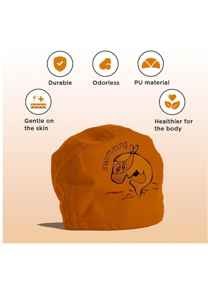 ENDLESS  - Comfortable PU Swimming Cap with Cartoon Design | Elastic Waterproof Swimming Cap for Long and Short Hair with Thicker Edge | Kid's Size | Material : PU - Image 1