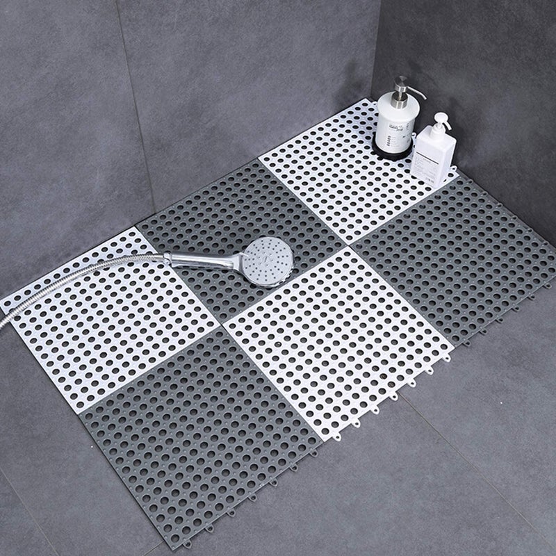 Homartel Interlocking Slip Drainage Tiles 12x12 InchSoft PVC Waterproof Floor Mat Non SLI Rubber Bath Mat with Drain Holes Column for Bathroom Kitchen Shower PoolBalconyaPack of 6 pic  - Image 1