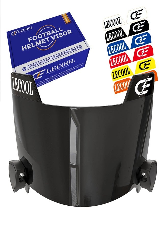LeCool Football Visor – 3D Molded Curved Lens Technology, Wide Field Vision, Fits Youth & Adult Helmets (Black) - Image 1