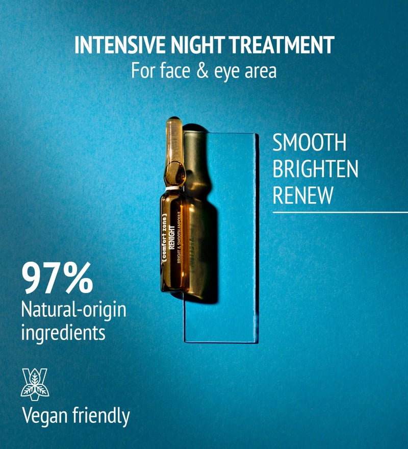 Comfort Zone [ comfort zone ] Renight Bright & Smooth Ampoules, Night Face Treatment, Stimulates Renewal, Luminosity, Fine Lines, Retinal, Natural Ingredients, Made in Italy, All Skin Types, 7 x 0.06 Fl Oz - Image 2