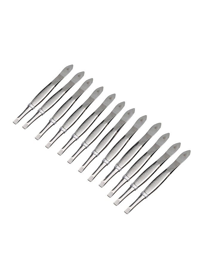 LAWAZIM Tweezers - 12 Piece - Professional Stainless Steel Tweezer Set with Flat Tip, Anti-Rust Finish, and Textured Handle -for Eyebrows, Ingrown Hair, Facial Hair Removal, Splinters, and Travel Use - Image 3