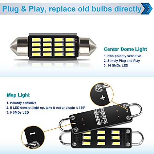 MbuyDIY Interior LED Map Dome Light Bulbs Kit Compatible with 1988-1998 Chevy Silverado GMC Sierra C1500 K1500 C2500 K2500 Pickup Truck, White - Image 4