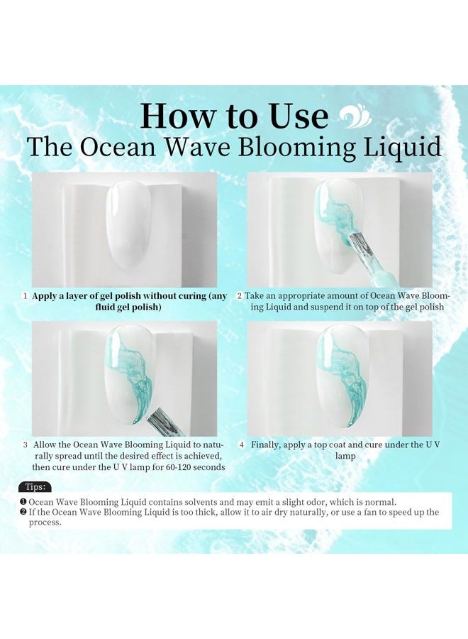 JODSONE Blooming Gel - 16.5 ml Sky Blue Blooming Gel Nail Polish for Spreading Effect Marble, High Fluidity Wave Textures for Ocean Wave Nail Art, Soak Off DIY Nail Art Design - Image 4