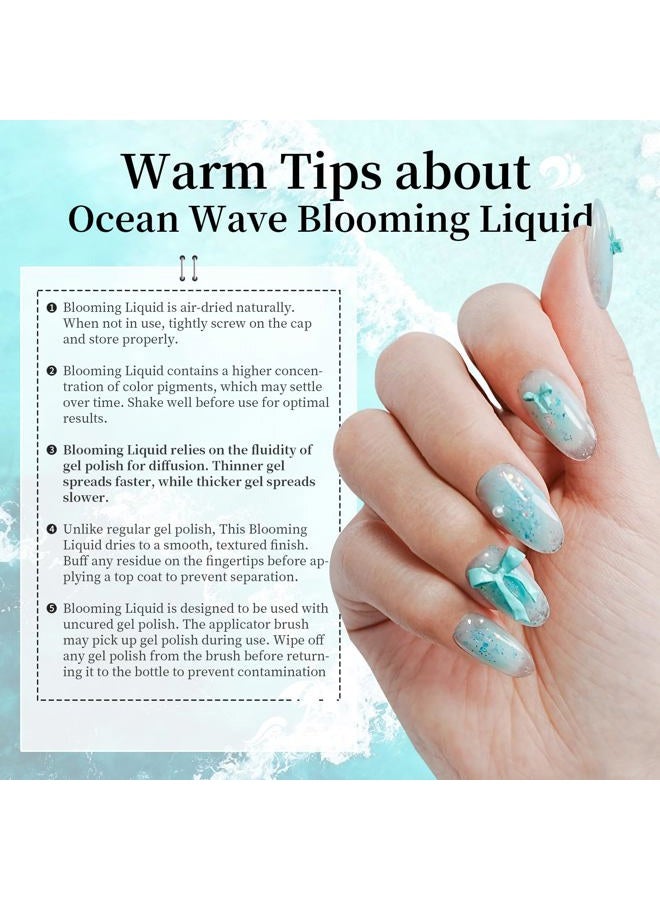 JODSONE Blooming Gel - 16.5 ml Sky Blue Blooming Gel Nail Polish for Spreading Effect Marble, High Fluidity Wave Textures for Ocean Wave Nail Art, Soak Off DIY Nail Art Design - Image 3