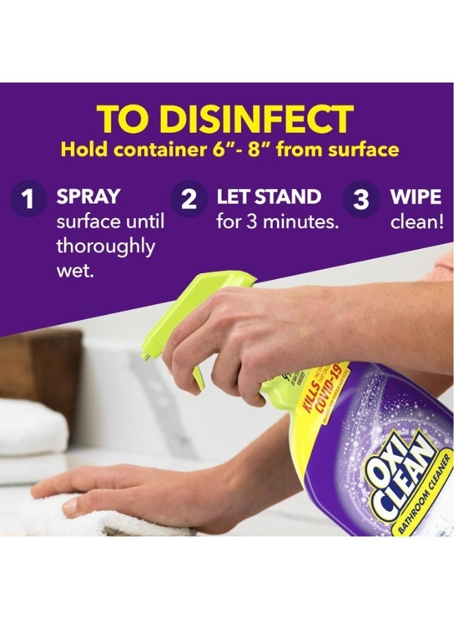 OxiClean Bathroom Cleaner Spray 946ml Fresh Scent Kills 99.9% Germs Removes Soap Scum Grime & Stains Multi Surface Disinfectant for Tiles Sink Shower Toilet Bathroom Cleaning - Image 5