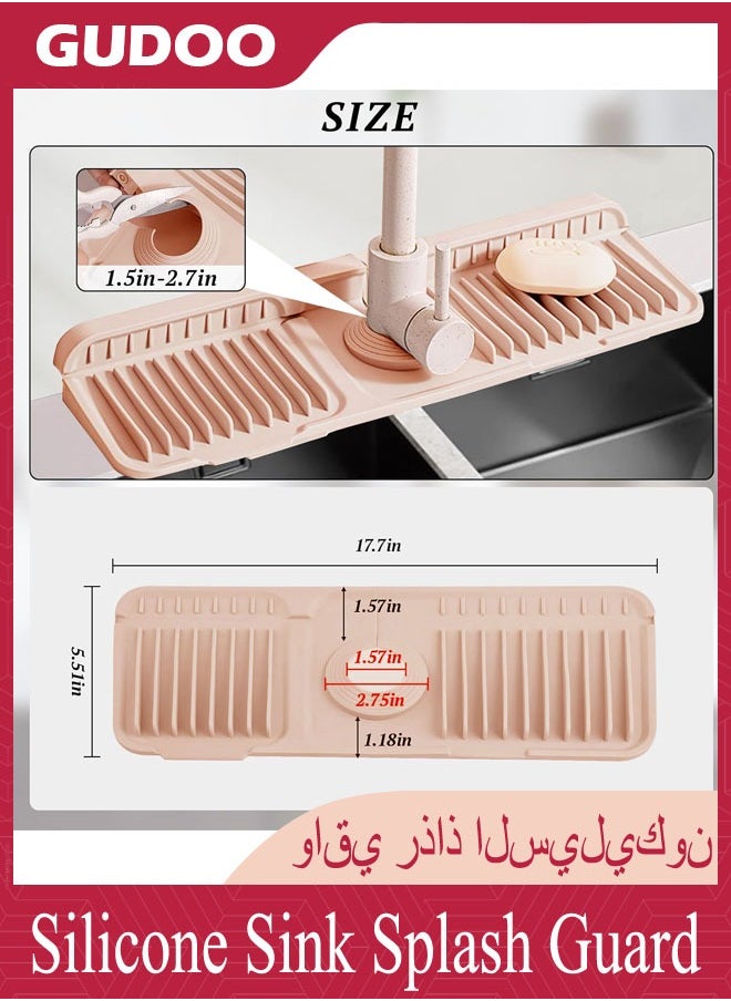 GUDOO - Silicone Sink Splash Guard 6° Large Slope and Adaptable Hole Faucet Mat for Kitchen Sink Upgraded Button Protective Drain Mat Foldable Handle Drip Catcher Tray for Kitchen Bathroom RV - Image 1