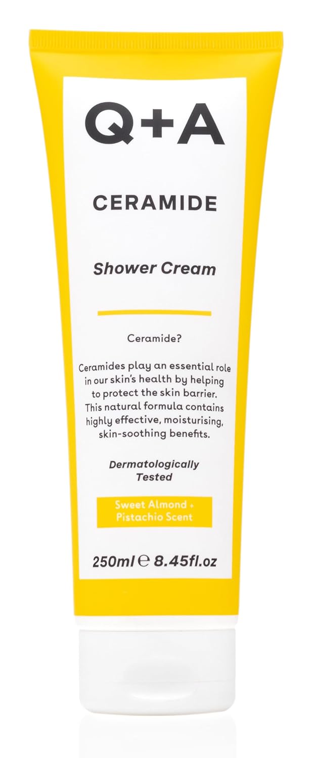 Q+A Ceramide Shower Cream provides a gentle cleanse deeply nourishing the skin with a rich and creamy formula of Squalane Jojoba Seed Oil and a sustainable Ceramide Extract from pineapples 250ml - Image 1