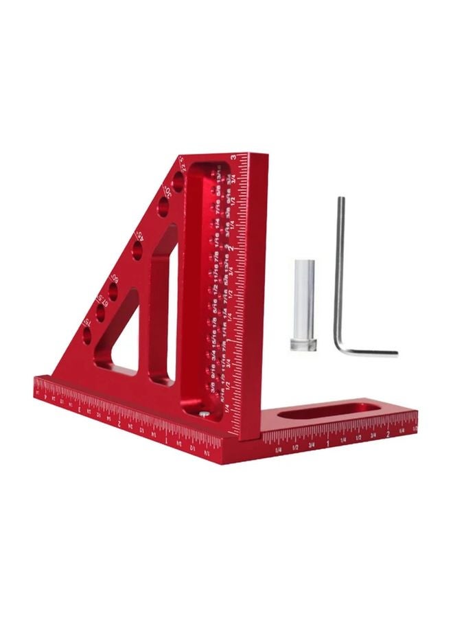 مسطرة قياس مثلثة من سبيكة الألومنيوم الحمراء - ميزان زاوية 45 و90 درجة - أداة قياس تخطيط ثلاثية الأبعاد لأعمال النجارة والأشغال اليدوية - Image 4