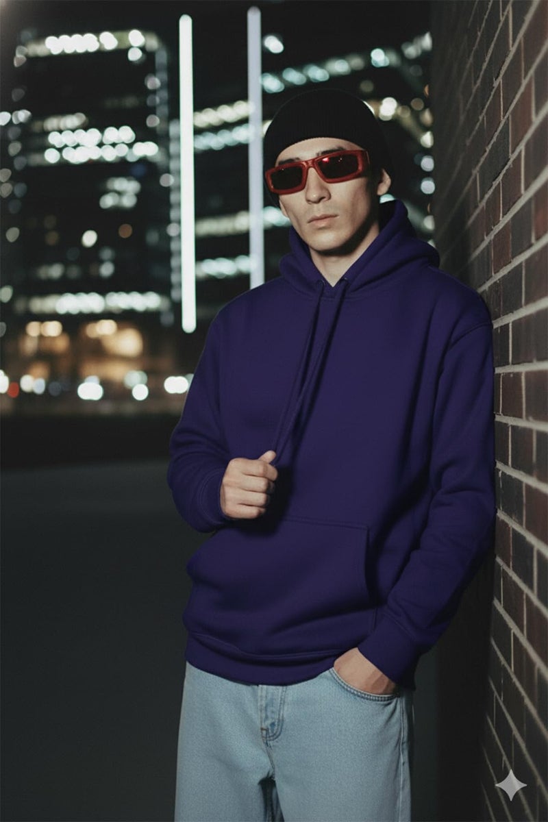 Veirdo® Polycotton Spun Oversized Fit Drop Shoulder Hooded Sweatshirt Full Sleeves Solid Jumper Hoodie for Men/Boys (OS_HDY_V_SP_FD_S) - Image 3